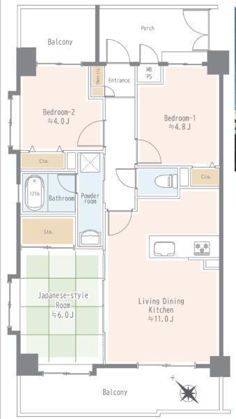 間取図/区画図:価格:2,980万円、3LDK、専有面積:57.33平米、バルコニー面積:12.91平米