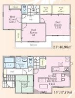 間取図/区画図:価格：3480万円、4LDK、土地面積：120.74平米、建物面積94.77平米