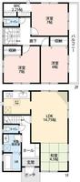 間取図/区画図:価格：3200万円、4LDK　土地面積：151.77平米、建物面積：97.71平米