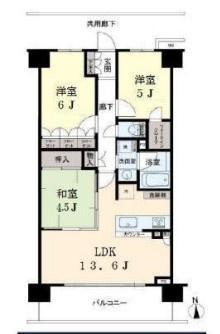 間取図/区画図:価格:3,600万円、3LDK 専有面積:65.1平米 バルコニー面積:10.8平米