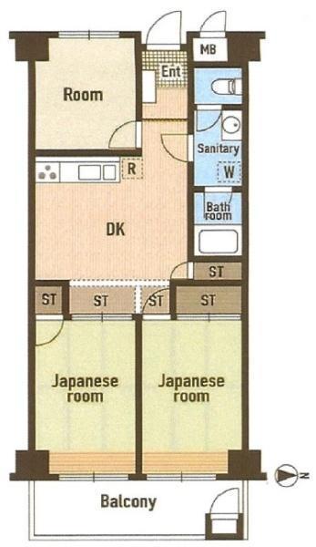 間取図/区画図:価格:1,190円、3DK、専有面積:61.57平米、バルコニー面積:8.25平米