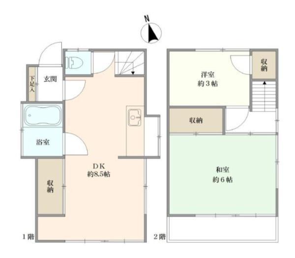 間取図/区画図:オーナーチェンジ物件!土地面積:41.8平米、建物面積:43.28平米