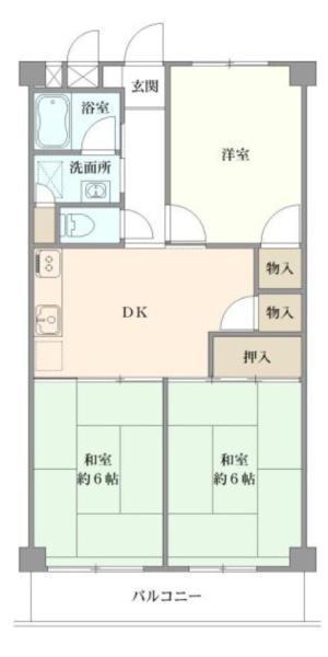 間取図/区画図:オーナーチェンジ物件!専用面積:52.65平米、バルコニー面積:6.56平米