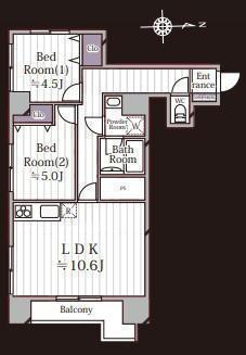 間取図/区画図:価格:1,780万円、2LDK 専有面積:56.35平米、バルコニー:5.27平米