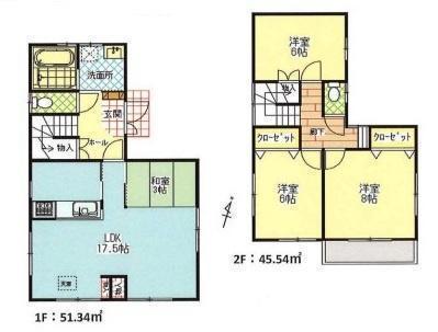 間取図/区画図:価格:2,280万円、3LDK、土地面積:113.75平米、建物面積:96.88平米