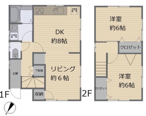 間取図/区画図:価格:2,497万円、2LDK、土地面積:103.44平米、建物面積:64.44平米