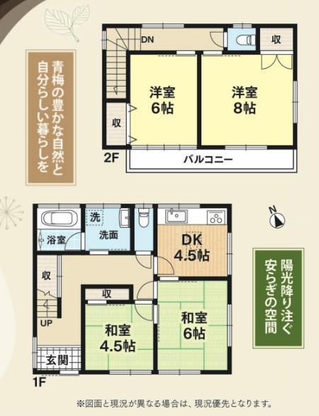 間取図/区画図:南西向きのため、日当たり良好!