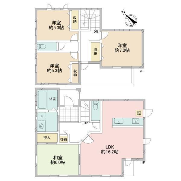 間取図/区画図:価格:3,980万円、4LDK、土地面積:184.69平米、建物面積99.37平米
