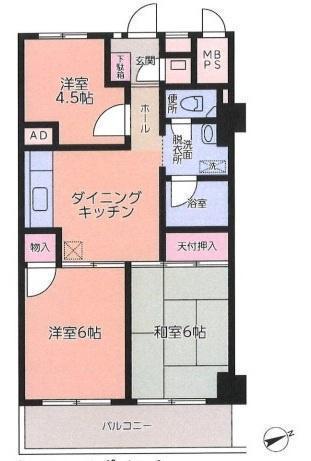 間取図/区画図:価格:1,580万円、3DK 専有面積:52.20平米、バルコニー:7.28平米