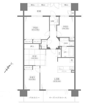 間取図/区画図:価格:4,299万円、4LDK 専有面積:101.5平米、バルコニー:7.6平米