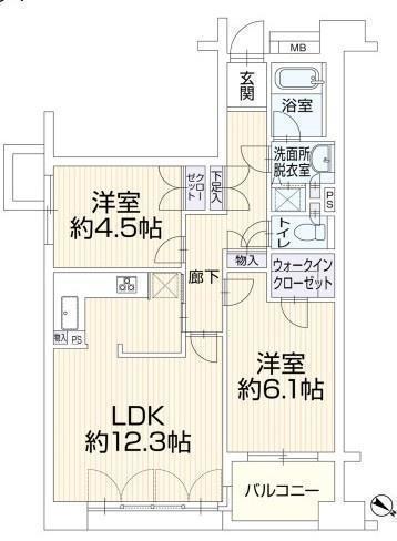 間取図/区画図:価格:2,999万円、2LDK 専有面積:58.73平米、バルコニー:4.21平米