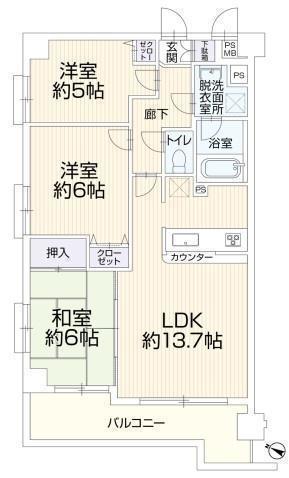 間取図/区画図:価格：2,399万円、3LDK　専有面積：63.78平米、バルコニー：9.15平米