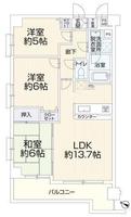 間取図/区画図:価格：2,350万円、3LDK　専有面積：63.78平米、バルコニー：9.15平米