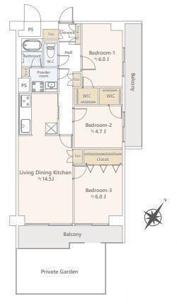 間取図/区画図:価格:2,880万円、3LDK 専有面積:77.40平米、バルコニー:15.94平米