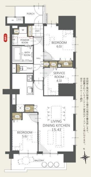 間取図/区画図:価格:4,690万円、2SLDK 専有面積:70.80平米、バルコニー:8.21平米