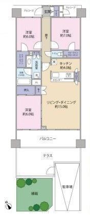 間取図/区画図:価格:4,380万円、3LDK 専有面積:85.71平米、バルコニー:9.45平米